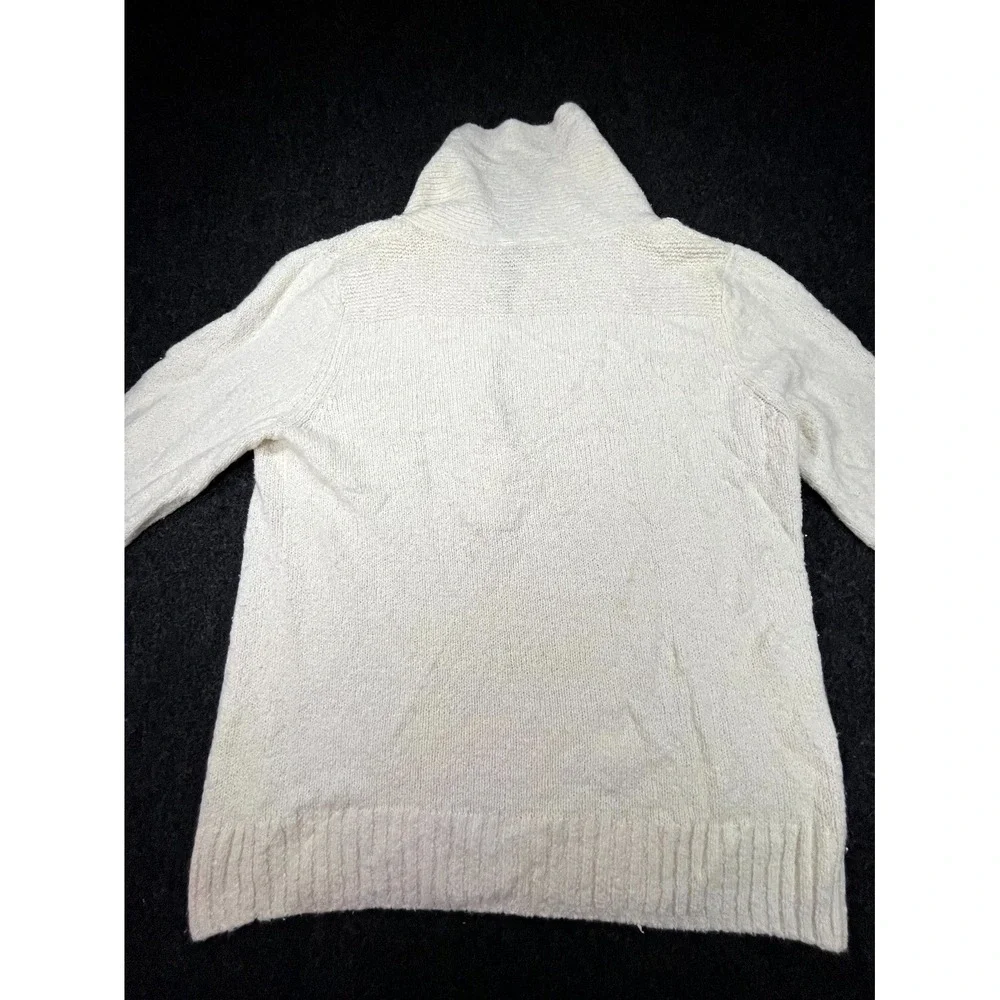 NorthCrest Classic Sweater Women XL Ivory Knit Shawl Collar Three Button Placket